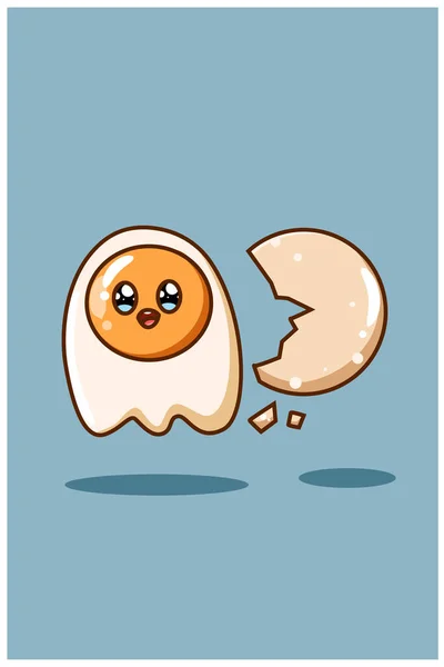 Χαριτωμένο Αυγό Κέλυφος Εικονογράφηση Κινουμένων Σχεδίων — Διανυσματικό Αρχείο
