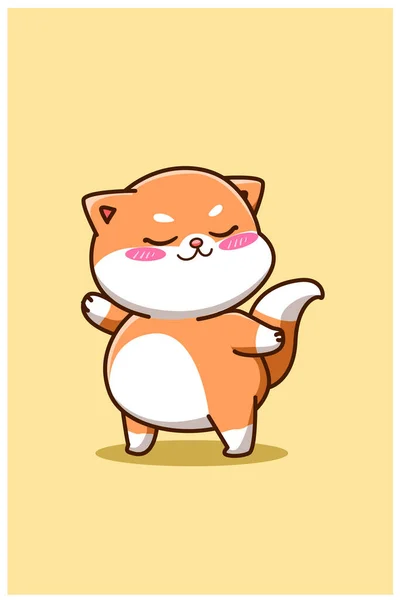 Bonito Engraçado Gordura Gato Animal Desenho Animado Ilustração —  Vetores de Stock
