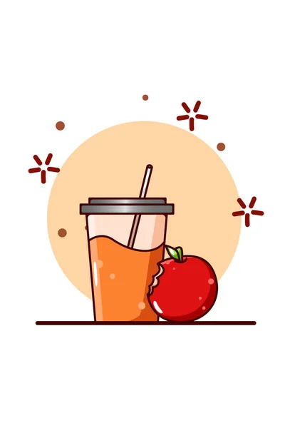 Orange Juice Apple Cartoon Illustration — Stock Vector