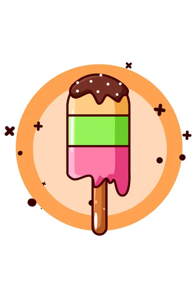 Πολύχρωμο Γλυκό Παγωτό Μπαστούνια Εικονογράφηση Κινουμένων Σχεδίων — Διανυσματικό Αρχείο