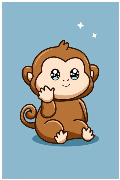 Uma Ilustração Desenho Animado Animal Macaco Bonito Engraçado —  Vetores de Stock