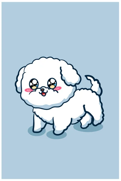 かわいいと幸せなおもちゃプードル犬動物漫画のイラスト — ストックベクタ