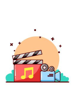 Müzik çevrimiçi ve kamera video karikatür çizimi