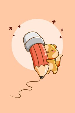 Çizgi film çizimleri için sevimli kedili kalem.