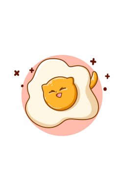 Sevimli yumurta yemeği karikatürü çizimi