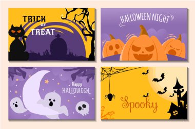 Kedi ve balkabaklı Cadılar Bayramı tasarımı