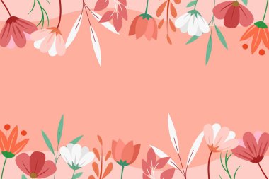 El çizimi bahar çiçekli arka plan düz tasarımı