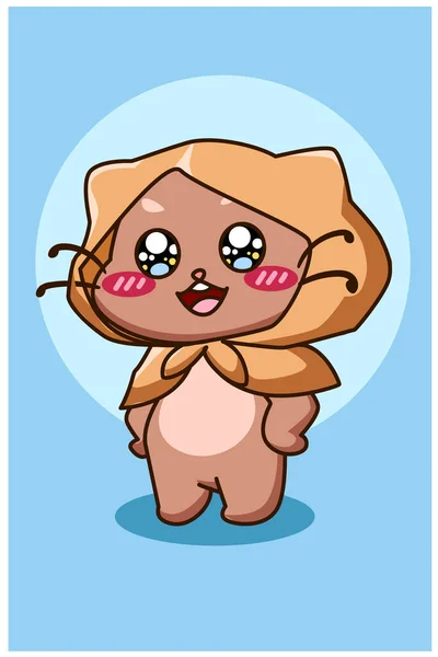Een Gelukkig Grappig Klein Kat Dier Karakter Cartoon Illustratie — Stockvector