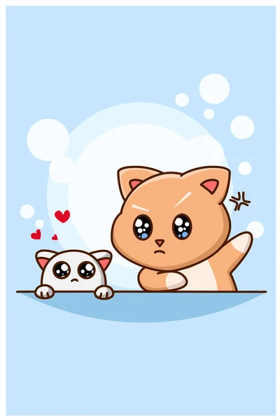 Ένα Χαριτωμένο Θυμωμένος Γάτα Χαριτωμένο Χάμστερ Ζώων Εικονογράφηση Κινουμένων Σχεδίων — Διανυσματικό Αρχείο