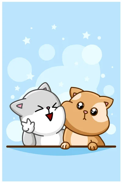 Bonito Feliz Irmão Gato Animal Desenho Animado Ilustração —  Vetores de Stock