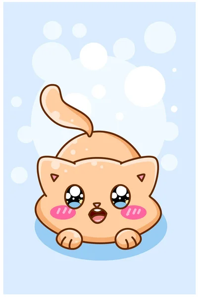 Glückliche Und Lustige Katze Animal Cartoon Illustration — Stockvektor