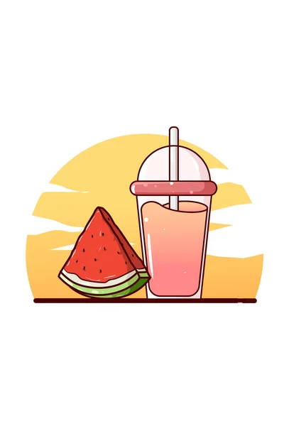 Sweet Juice Watermelon Cartoon Illustration — Stock Vector