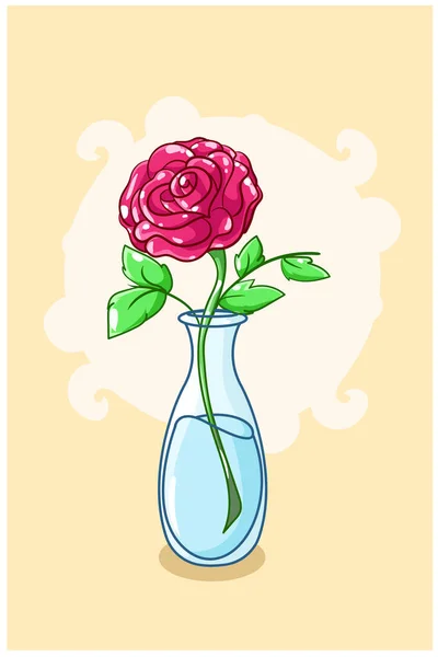 Beau Vase Roses Illustration Dessin Animé — Image vectorielle
