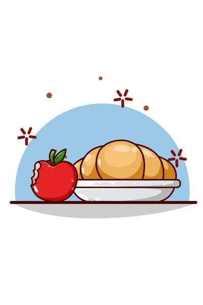 アイコン甘いパン屋とアップル漫画のイラスト — ストックベクタ