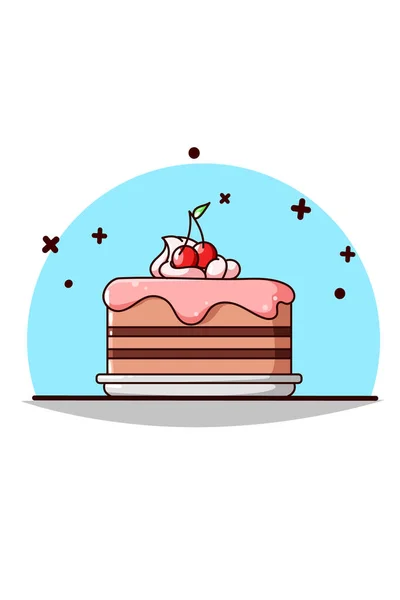 Bonito Doce Tart Cake Cartoon Ilustração — Vetor de Stock
