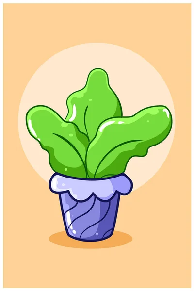 Beautiful Ornamental Plant Cartoon Illustration — Stock Vector