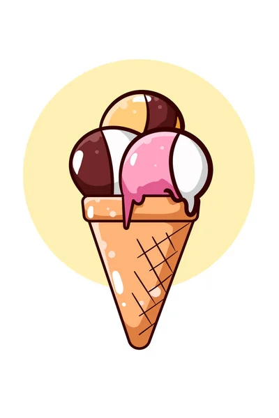 Sladká Ikona Zmrzliny Kreslené Ilustrace — Stockový vektor