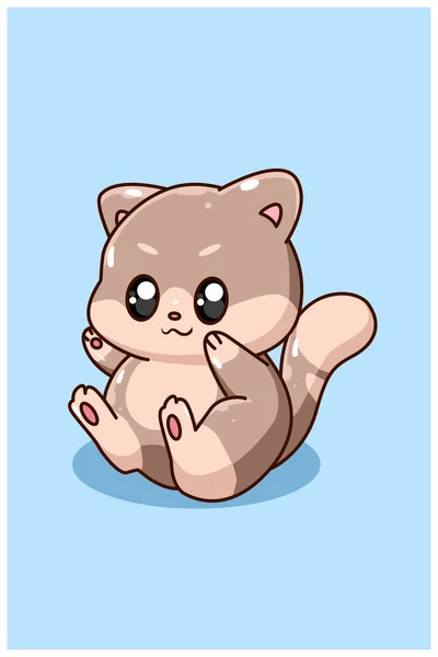 幸せと面白い赤ちゃん猫漫画イラスト — ストックベクタ