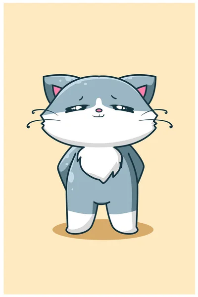 幸せとかわいい猫漫画のイラスト — ストックベクタ