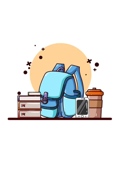 Books Backpack Icon Cartoon Illustration — Stock Vector