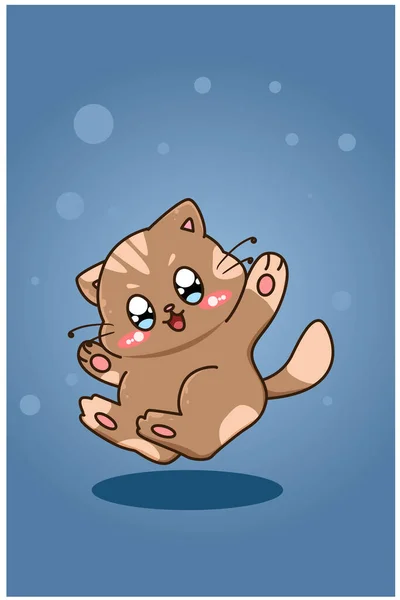 Desenho Gato Bonito Feliz Personagem Animal Desenho Animado Ilustração —  Vetores de Stock