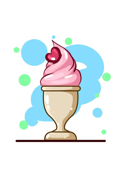 有爱情图标的甜冰淇淋卡通画 — 图库矢量图片