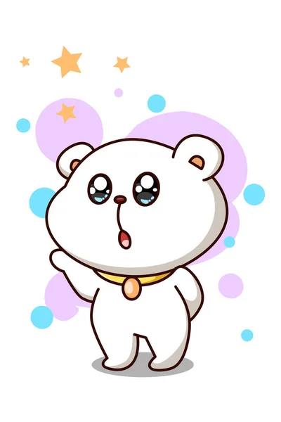 Cute Happy Bear Stars Cartoon Illustration — Stock Vector