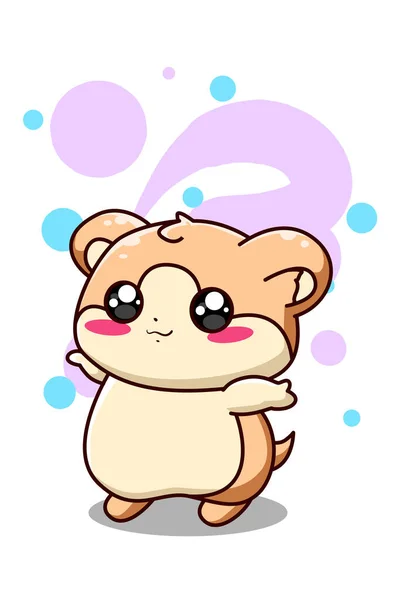 Cute Dan Bahagia Hamster Gambar Kartun Ceria - Stok Vektor