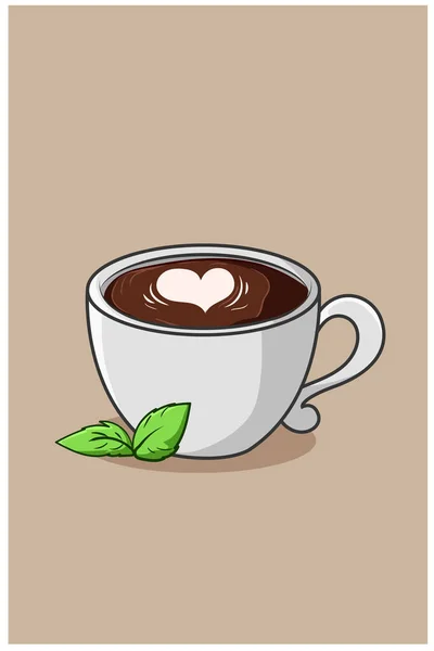 カプチーノコーヒーのアイコン漫画のイラストのカップ — ストックベクタ