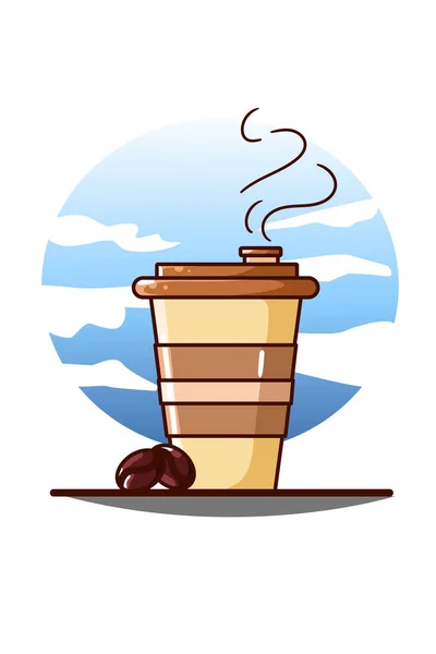 Icona Del Caffè Illustrazione Cartone Animato — Vettoriale Stock