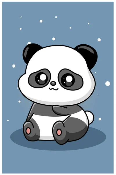 Niedliche Und Glückliche Panda Cartoon Illustration — Stockvektor
