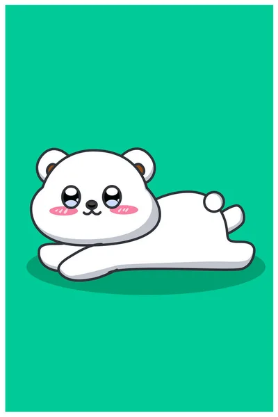 Cute Happy White Bear Cartoon Illustration — Stock Vector