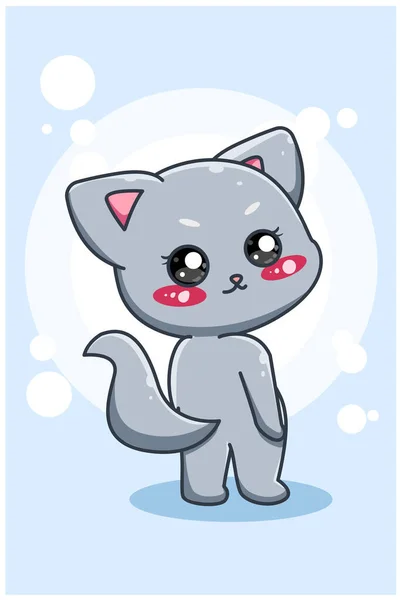 可愛くて面白い猫漫画のイラスト — ストックベクタ