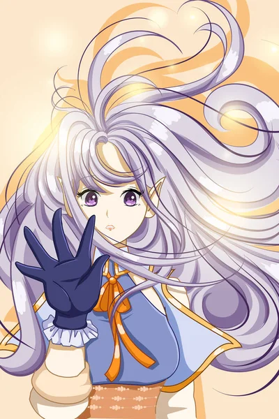 Мбаппе Симпатичная Фея Длинными Фиолетовыми Волосами — стоковый вектор