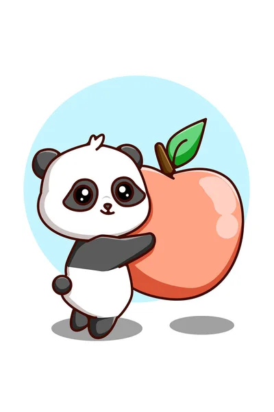 Niedlicher Panda Mit Orangefarbener Animal Cartoon Illustration — Stockvektor