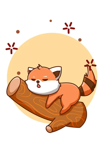 Mignon Sommeil Rouge Panda Sur Arbre Animal Dessin Animé Illustration — Image vectorielle