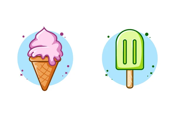Сладкое Жидкое Мороженое Мороженое Палочки Дизайн Мультфильм Иллюстрации — стоковый вектор