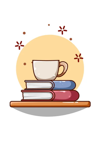 Kitaplar Çay Bardağı Simgesi Çizimi — Stok Vektör