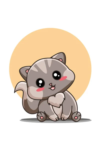 Cute Funny Cat Animal Cartoon Illustration — Stock Vector