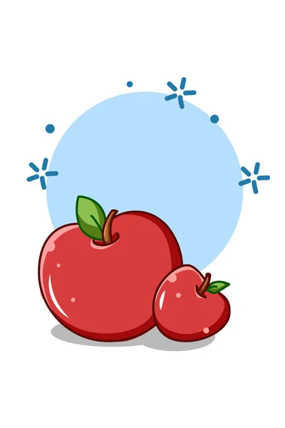 Ilustrasi Kartun Ikon Apel Besar Yang Manis - Stok Vektor