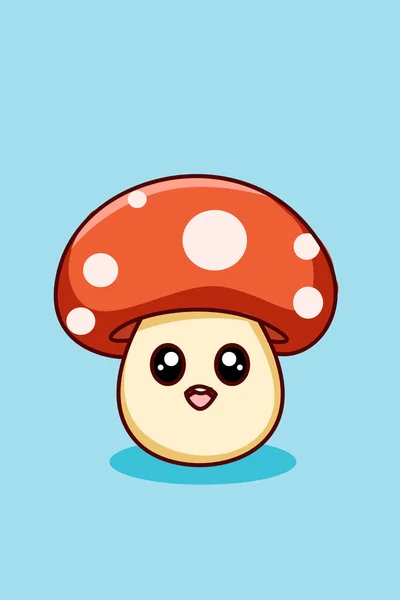 Cute Funny Mushroom Cartoon Illustration — Stock Vector