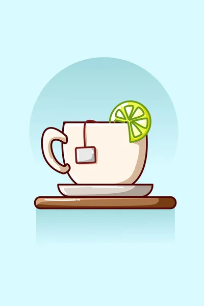 Limonlu Çay Karikatür Çizimi — Stok Vektör
