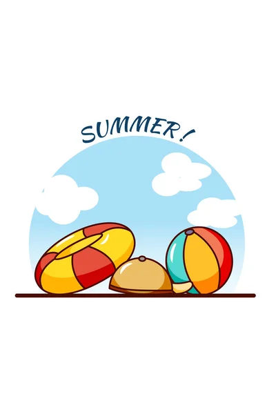 Zwemuitrusting Zomer Vakantie Cartoon Illustratie — Stockvector