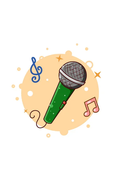 Illustration Dessin Animé Icône Musique Microphone — Image vectorielle