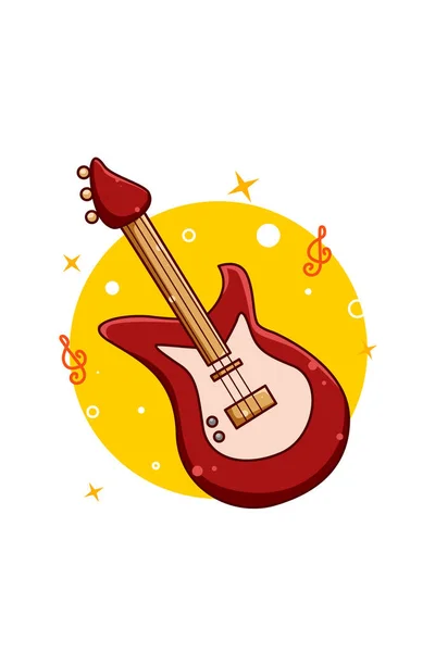 Guitar Bass Music Icon Cartoon Illustration — Stock Vector