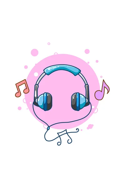 Casque Pour Icône Musicale Illustration Dessin Animé — Image vectorielle