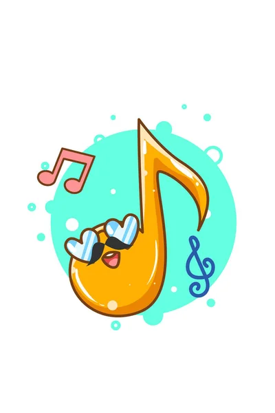 Leuke Muziek Notities Ontwerp Cartoon Illustratie — Stockvector