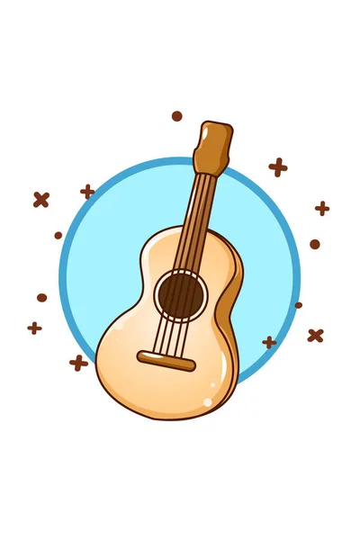 Guitar Acoustic Icon Cartoon Illustration — Stock Vector