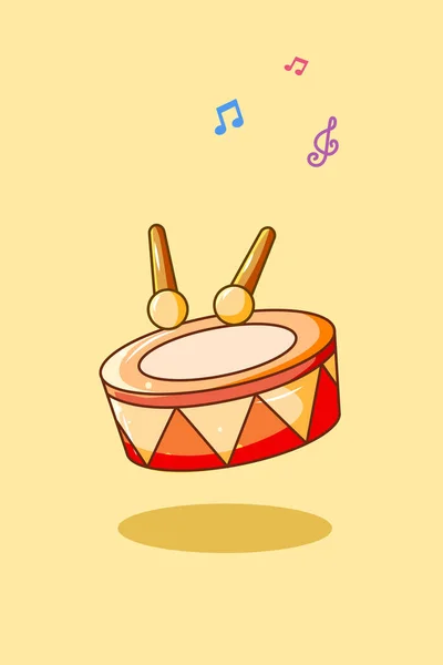 Icono Instrumento Musical Tambor Ilustración Dibujos Animados — Vector de stock