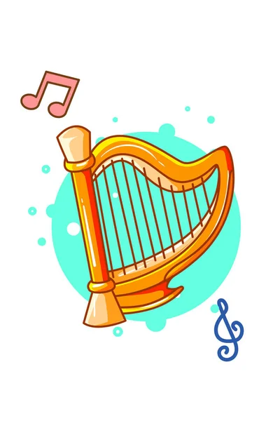 Harpa Instrumento Musical Ícone Desenho Animado Ilustração — Vetor de Stock